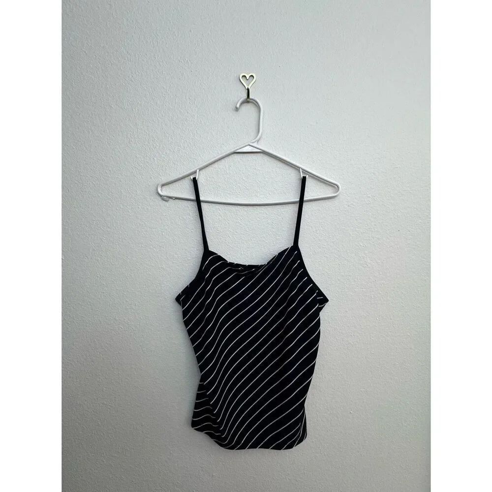 Mossimo Black & White Striped Spaghetti Strap Top - Size Medium